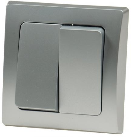 ChiliTec DELPHI 21108 Serien-Schalter 2-fach, 250 V, 10 A, Silber, Unterputz, inkl. Rahmen